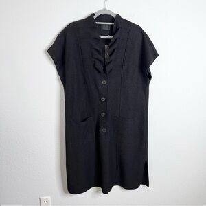 Q Neel Coat Jacket Women 14 Longline Waistcoat Langenlook Wool Blend Black